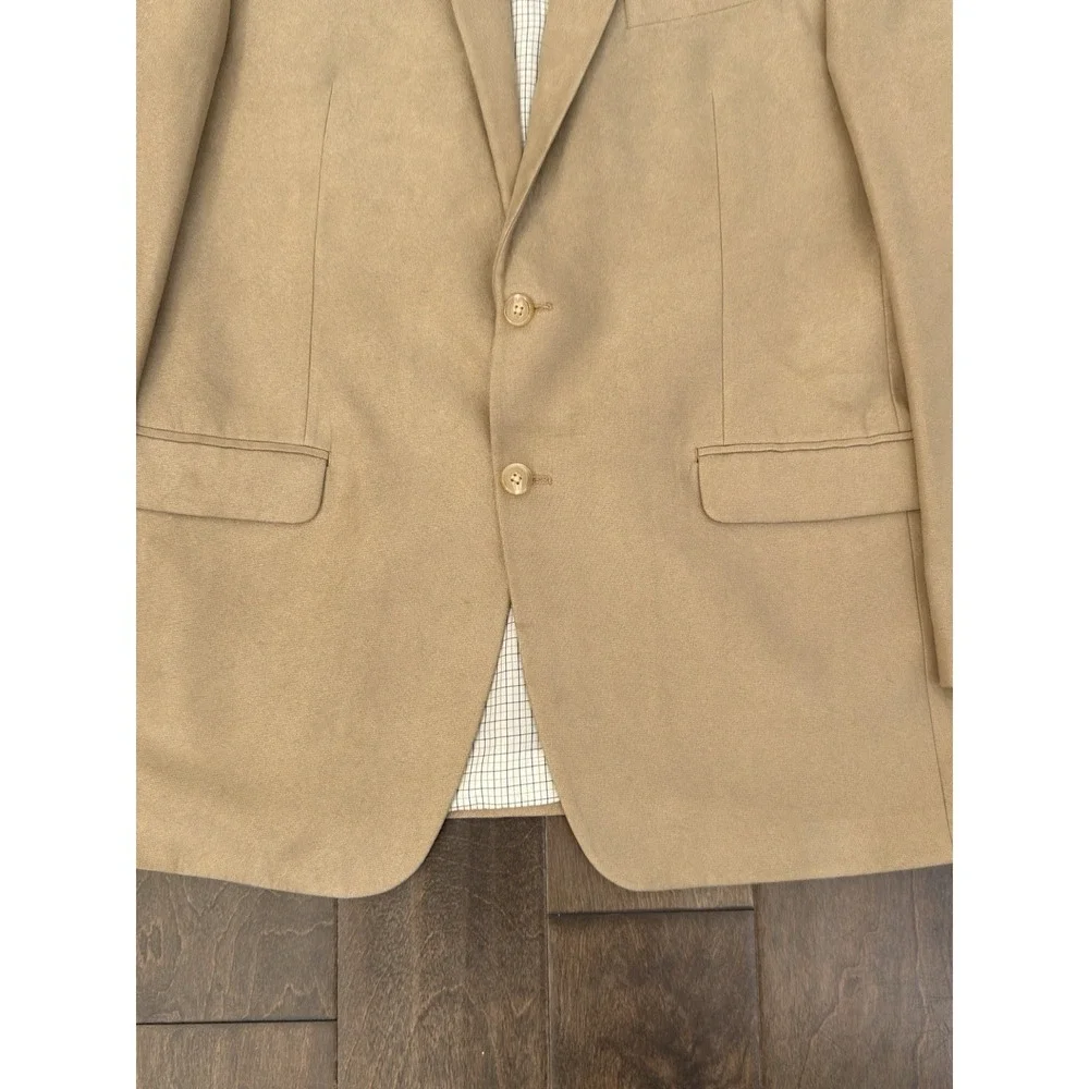 Lauren Ralph Lauren Mens Beige Blazer Faux Suede Jacket Size 44L‎ Two Button